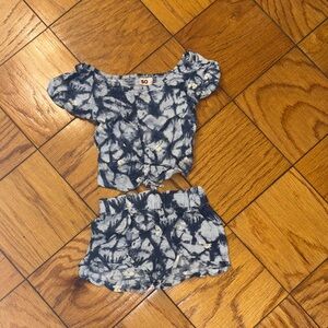 SO Kids Navy Tie-Dye Shorts Set